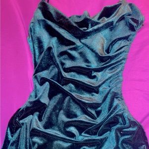 Emerald green velvet dress
